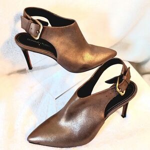 Donald J. Pliner Metallic Brown Heeled Mules